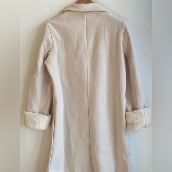 (B5) NEW SHEIN Unity Lapel Neck Double Breasted Fuzzy Cuff Overcoat, Size L,NWOT - Picture 14 of 16